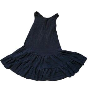 Anthropologie Black Knit Tiered Mini Dress Sleeveless Tie Back Stretch Women XS